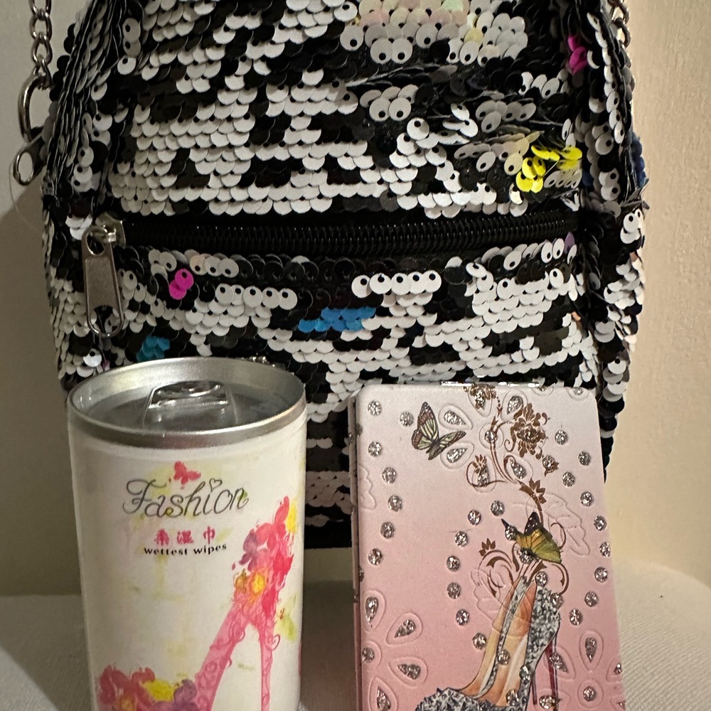 Sequin Mini Backpack With Accessories - image 1